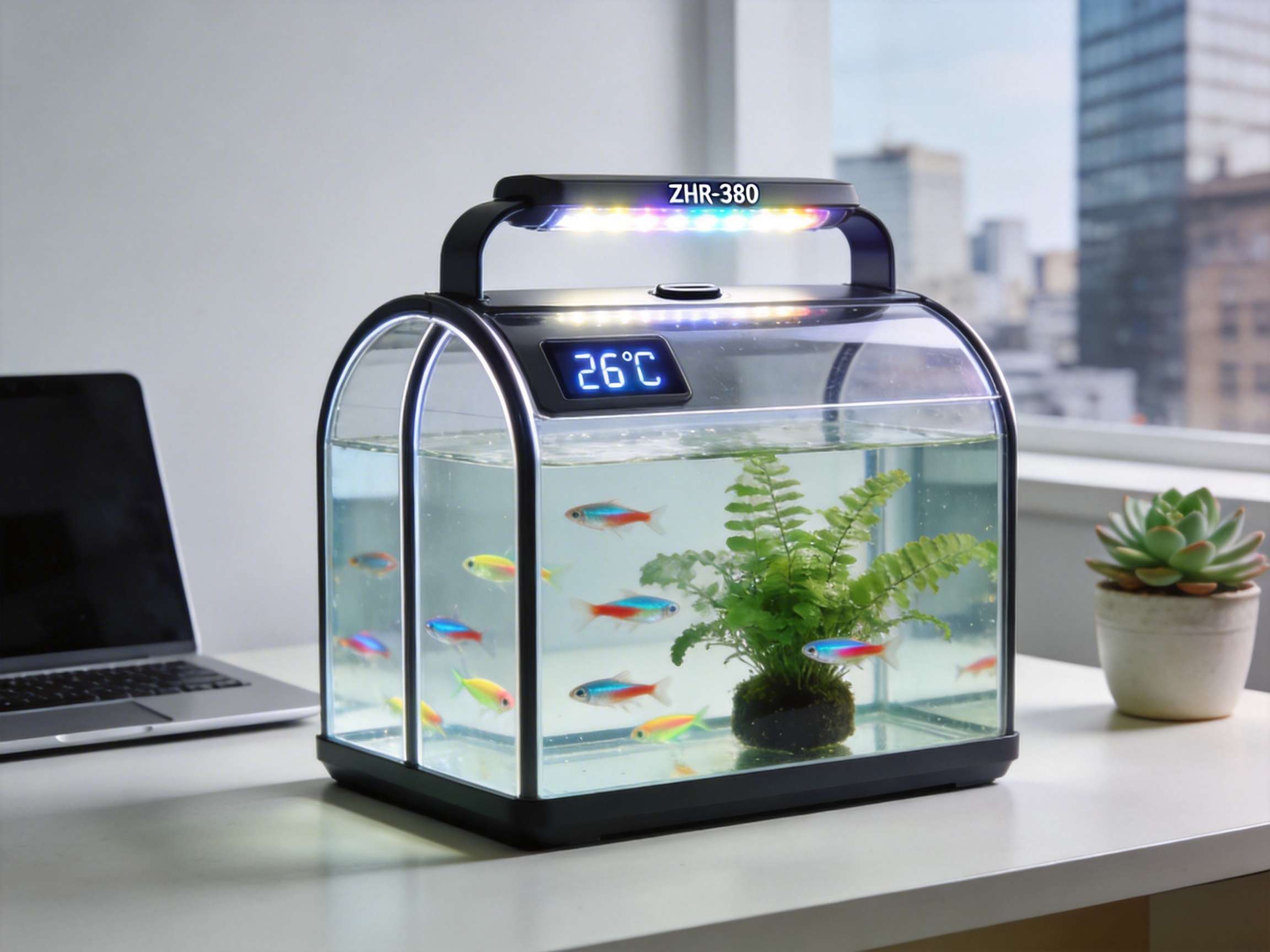 Revolutionizing Desktop Aquatics: The ZHR Series Heat Curved Small Fish Tank