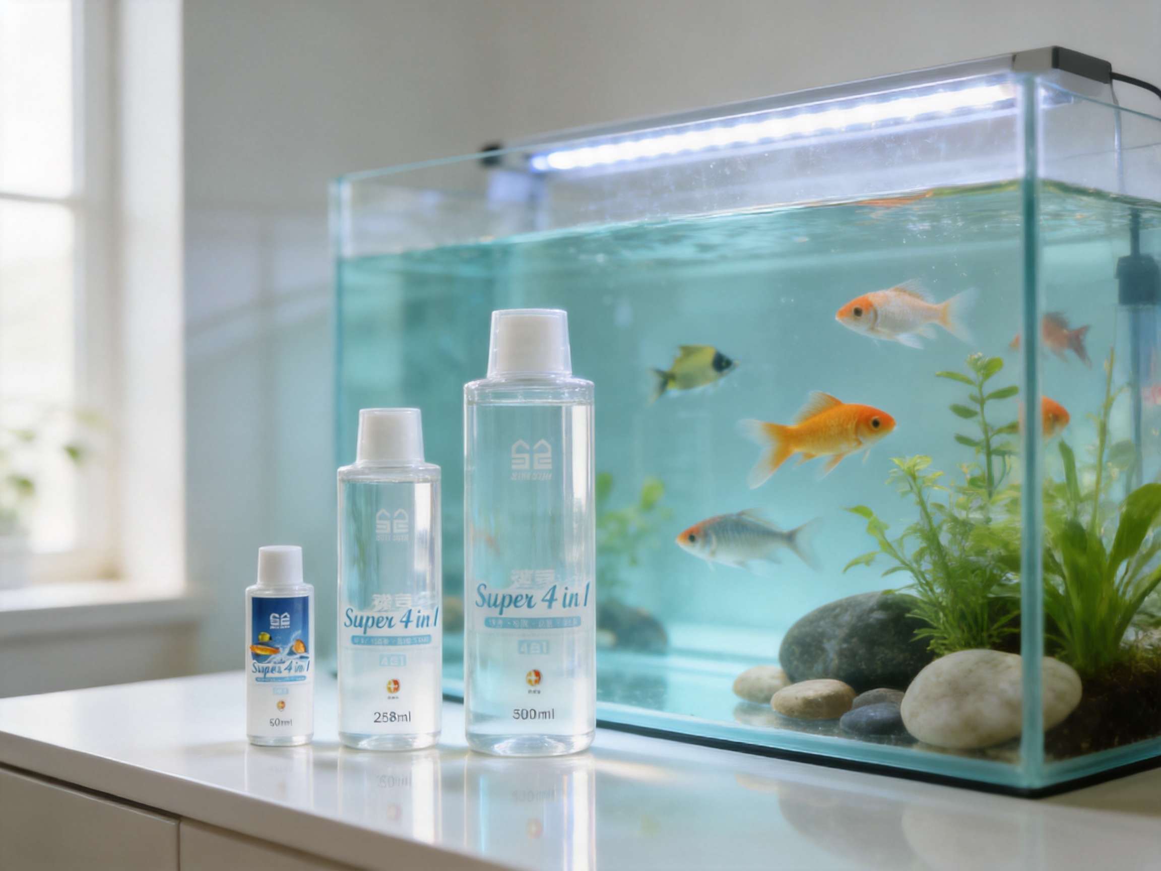 Advanced Four-in-One Aquarium Water Care for Clearer, Healthier Tanks